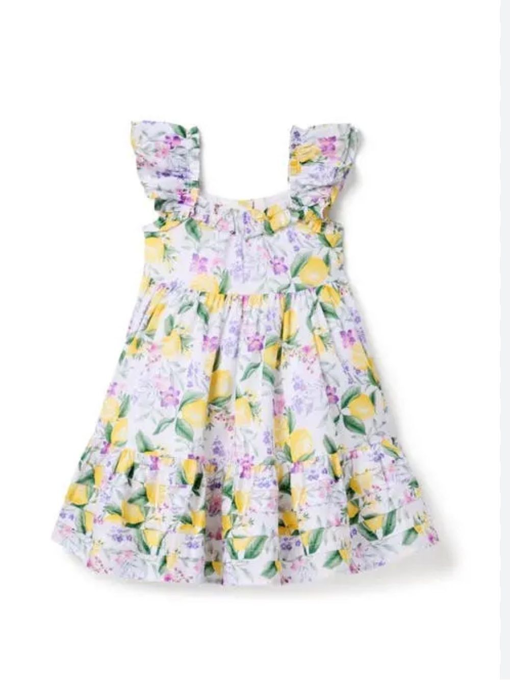 Janie and Jack Yellow Lemon Dress Purple Floral flutter-sleeve Cottage Girls 5